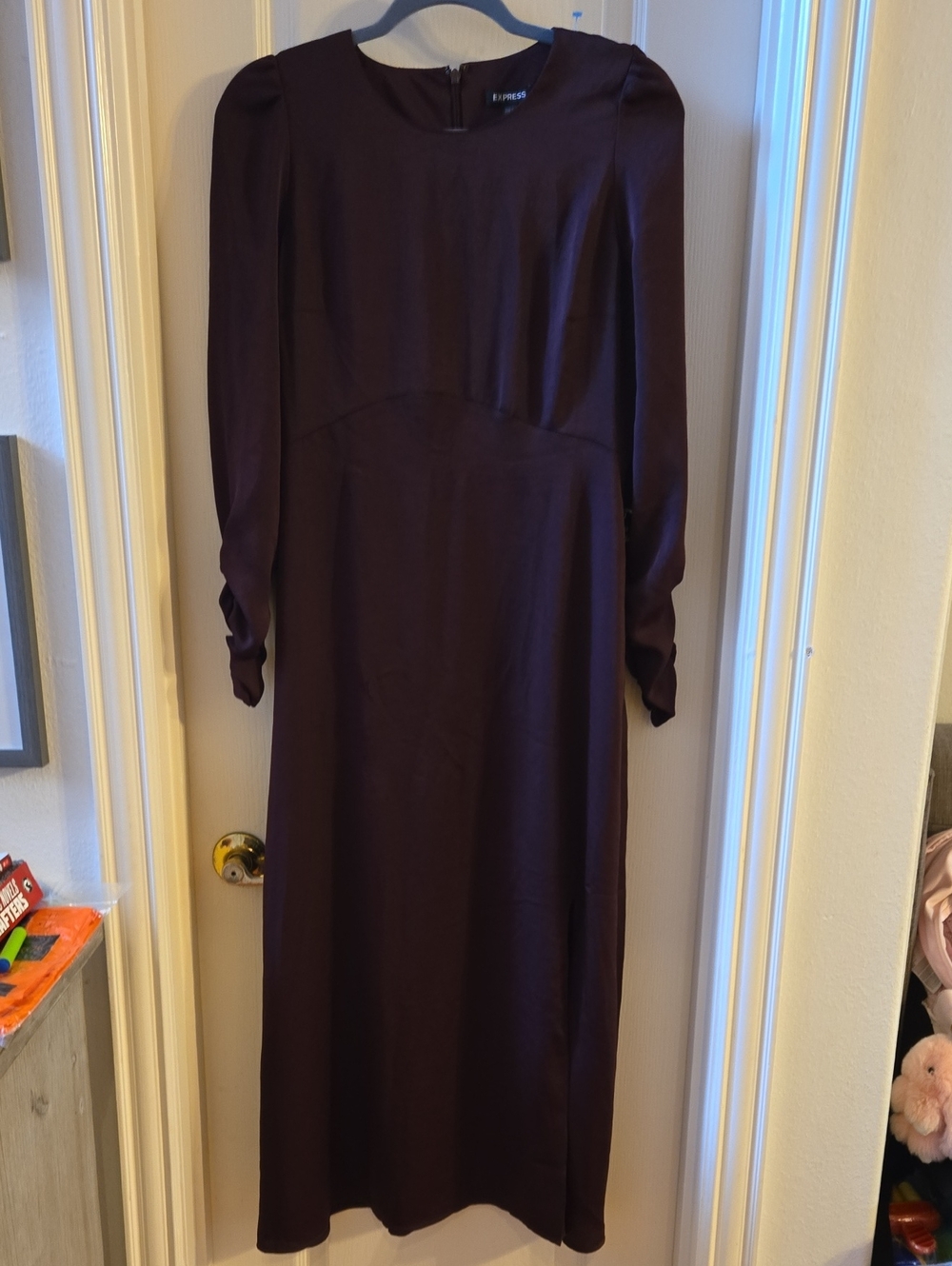 Express Deep Plum Long Sleeve Midi Dress Size Medium